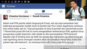 Pernyataan Anggota DPRD provinsi Kalbar Krisantus Kurniawan didalam Akun facebooknya tentang PKR copy