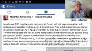 Pernyataan Anggota DPRD provinsi Kalbar didalam Akun facebooknya tentang  PKR. 
